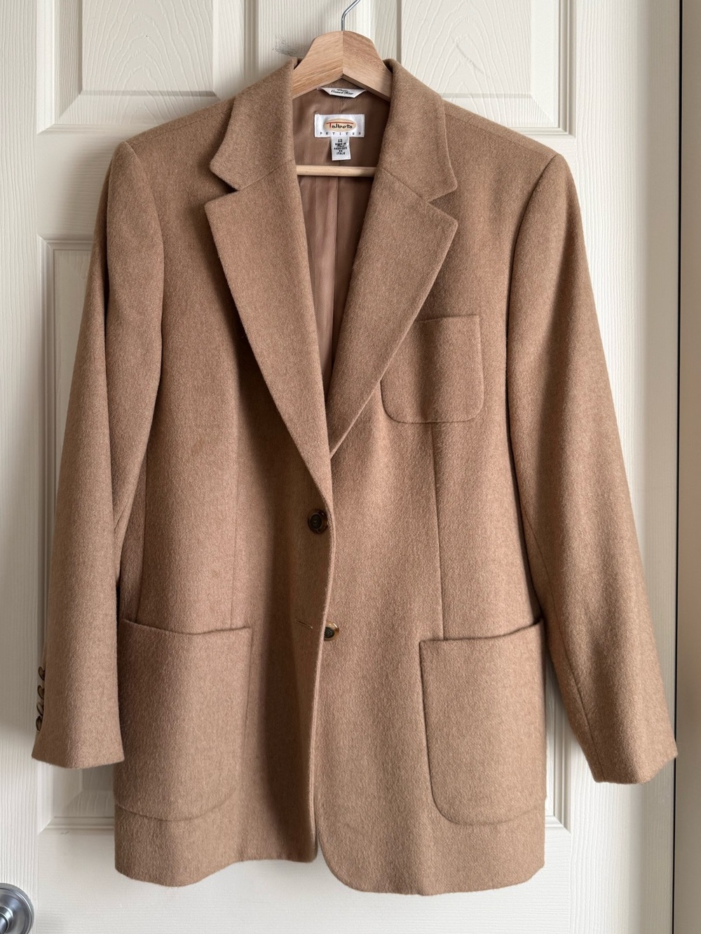 Talbots Petites 12 100% Camel Hair Blazer Jacket Made in Italy Camel Coat